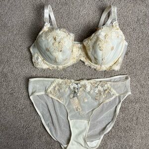 NWT Soma Lingerie Set White Bridal Night Lily Nora - 38C Bra / Size 2 Bottom
